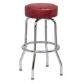 Royal Industries ROY ROY 7711 CRM Standard Single Ring Seat Swivel Bar Stool, Chrome Frame, Crimson Vinyl Seat, 14(W) x 14(D) x 30(H) inch, Unassembled, 4 each