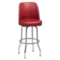 Royal Industries ROY ROY 7721 CRM 1 Ring Bucket Swivel Bar Stool, Crimson Vinyl Back and Seat, Chrome Frame, Unassembled, 2 each