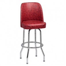 Royal Industries ROY ROY 7721 CRM 1 Ring Bucket Swivel Bar Stool, Crimson Vinyl Back and Seat, Chrome Frame, Unassembled, 2 each