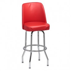 Royal Industries ROY ROY 7721 RED 1 Ring Bucket Swivel Bar Stool, Red Vinyl Back and Seat, Chrome Frame, Unassembled, 2 each