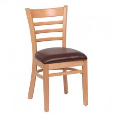 Royal Industries ROY 8001 N BRN Ladder Back Wood Chairs, Natural, Brown Upholstered Seat, 17(W) x 16-1/2(D) x 33-1/2(H) inch, 2 each