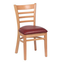Royal Industries ROY 8001 N CRM Ladder Back Wood Chairs, Natural, Crimson Upholstered Seat, 17(W) x 16-1/2(D) x 33-1/2(H) inch, 2 each Royal Industries ROY 8001 N CRM Ladder Back Wood Chairs, Natural, Crimson Upholstered Seat, 17(W) x 16-1/2(D) x 33-1/2(H) inch, 2 each
