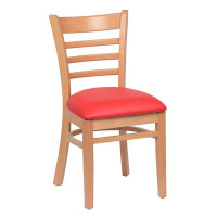 Royal Industries ROY 8001 N RED Ladder Back Wood Chairs, Natural, Black Upholstered Seat, 17(W) x 16-1/2(D) x 33-1/2(H) inch, 2 each Royal Industries ROY 8001 N RED Ladder Back Wood Chairs, Natural, Black Upholstered Seat, 17(W) x 16-1/2(D) x 33-1/2(H) inch, 2 each