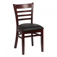 Royal Industries ROY 8001 W BLK Ladder Back Wood Chairs, Walnut, Black Upholstered Seat, 17(W) x 16-1/2(D) x 33-1/2(H) inch, 2 each