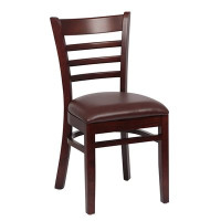 Royal Industries ROY 8001 W BRN Ladder Back Wood Chairs, Walnut, Brown Upholstered Seat, 17(W) x 16-1/2(D) x 33-1/2(H) inch, 2 each Royal Industries ROY 8001 W BRN Ladder Back Wood Chairs, Walnut, Brown Upholstered Seat, 17(W) x 16-1/2(D) x 33-1/2(H) inch, 2 each