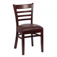 Royal Industries ROY 8001 W BRN Ladder Back Wood Chairs, Walnut, Brown Upholstered Seat, 17(W) x 16-1/2(D) x 33-1/2(H) inch, 2 each