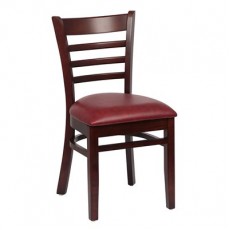 Royal Industries ROY 8001 W CRM Ladder Back Wood Chairs, Walnut, Crimson Upholstered Seat, 17(W) x 16-1/2(D) x 33-1/2(H) inch, 2 each