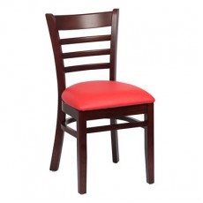 Royal Industries ROY 8001 W RED Ladder Back Wood Chairs, Walnut, Red Upholstered Seat, 17(W) x 16-1/2(D) x 33-1/2(H) inch, 2 each