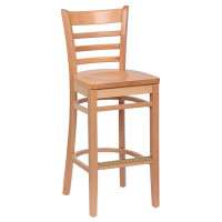 Royal Industries ROY 8002 N Ladder Back Natural Wood Bar Stool with Natural Hardwood Seat, 17(W) x 16-1/2(D) x 43-3/8(H) inch, 1 each Royal Industries ROY 8002 N Ladder Back Natural Wood Bar Stool with Natural Hardwood Seat, 17(W) x 16-1/2(D) x 43-3/8(H) inch, 1 each
