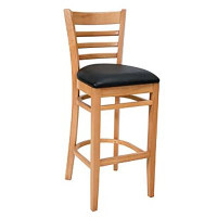 Royal Industries ROY 8002 N BLK Ladder Back Wood Bar Stool, Natural, Black Upholstered Seat, 17(W) x 16-1/2(D) x 43-3/8(H) inch, 1 each Royal Industries ROY 8002 N BLK Ladder Back Wood Bar Stool, Natural, Black Upholstered Seat, 17(W) x 16-1/2(D) x 43-3/8(H) inch, 1 each