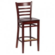 Royal Industries ROY 8002 W RED Ladder Back Walnut Wood Bar Stool with Walnut Hardwood Seat, 17(W) x 16-1/2(D) x 43-3/8(H) inch, 1 each