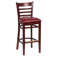 Royal Industries ROY 8002 W CRM Ladder Back Wood Bar Stool, Walnut, Crimson Upholstered Seat, 17(W) x 16-1/2(D) x 43-3/8(H) inch, 1 each