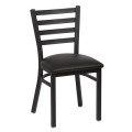 Royal Industries ROY 9001 BLK Ladder Back Metal Chair, Matte Black, Black Upholstered Seat,17(W) x 16-1/2(D) x 33-1/2(H) inch, 2 each