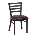 Royal Industries ROY 9001 BLK Ladder Back Metal Chair, Matte Black, Brown Upholstered Seat,17(W) x 16-1/2(D) x 33-1/2(H) inch, 2 each