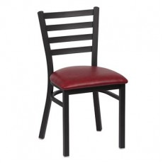 Royal Industries ROY 9001 CRM Ladder Back Metal Chair, Matte Black, Crimson Upholstered Seat,17(W) x 16-1/2(D) x 33-1/2(H) inch, 2 each