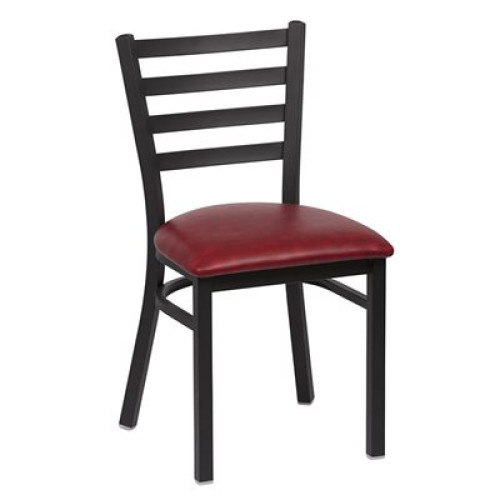 Royal Industries ROY 9001 CRM Ladder Back Metal Chair, Matte Black, Crimson Upholstered Seat,17(W) x 16-1/2(D) x 33-1/2(H) inch, 2 each Royal Industries ROY 9001 CRM Ladder Back Metal Chair, Matte Black, Crimson Upholstered Seat,17(W) x 16-1/2(D) x 33-1/2(H) inch, 2 each