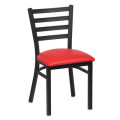 Royal Industries ROY 9001 RED Ladder Back Metal Chair, Matte Black, Red Upholstered Seat,17(W) x 16-1/2(D) x 33-1/2(H) inch, 2 each