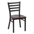Royal Industries ROY 9001 W Ladder Back Metal Chair, Matte Black, Walnut Finish Wood Veneer Seat,17(W) x 16-1/2(D) x 33-1/2(H) inch, 2 each