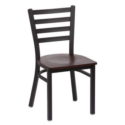 Royal Industries ROY 9001 W Ladder Back Metal Chair, Matte Black, Walnut Finish Wood Veneer Seat,17(W) x 16-1/2(D) x 33-1/2(H) inch, 2 each Royal Industries ROY 9001 W Ladder Back Metal Chair, Matte Black, Walnut Finish Wood Veneer Seat,17(W) x 16-1/2(D) x 33-1/2(H) inch, 2 each