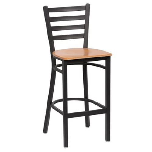 Royal Industries ROY 9002 N Ladder Back Metal Bar Stool, Matte Black, Natural Finish Wood Veneer Seat,17(W) x 16-1/2(D) x 43-3/8(H) inch, 1 each Royal Industries ROY 9002 N Ladder Back Metal Bar Stool, Matte Black, Natural Finish Wood Veneer Seat,17(W) x 16-1/2(D) x 43-3/8(H) inch, 1 each