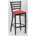 Royal Industries ROY 9002 RED Ladder Back Metal Bar Stool, Matte Black, Red Upholstered Seat,17(W) x 16-1/2(D) x 43-3/8(H) inch, 2 each