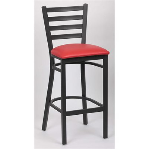 Royal Industries ROY 9002 RED Ladder Back Metal Bar Stool, Matte Black, Red Upholstered Seat,17(W) x 16-1/2(D) x 43-3/8(H) inch, 2 each Royal Industries ROY 9002 RED Ladder Back Metal Bar Stool, Matte Black, Red Upholstered Seat,17(W) x 16-1/2(D) x 43-3/8(H) inch, 2 each