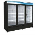 Serv-Ware GF72B-HC 81 inch 72 Cu. Ft. Black Three-Glass-Door Bottom-Mount Merchandiser Freezer