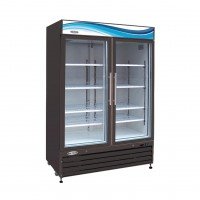Serv-Ware GR48B-HC 54 inch 48 Cu. Ft. Black Two-Glass-Door Bottom-Mount Merchandiser Refrigerator