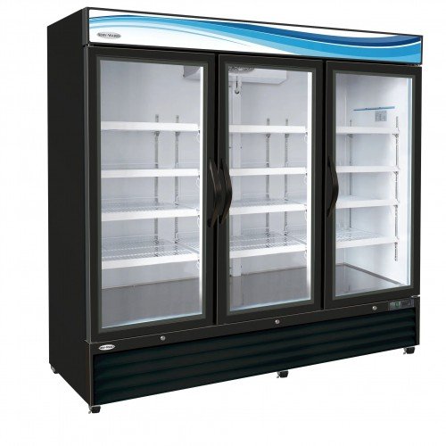 Serv-Ware GR72B-HC 72 Cu. Ft. Black Three-Glass-Door Merchandiser Refrigerator