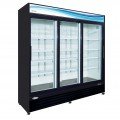 Serv-Ware GR72SB-HC 81 inch 72 Cu. Ft. Black Three-Sliding-Glass-Door Merchandiser Refrigerator