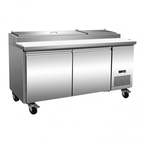 Serv-Ware PP71-9-HC 70.8 inch 12 Cu. Ft. 9-Pan Refrigerated Pizza Prep Table