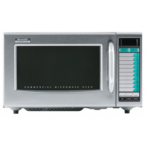 Sharp R-21LVF Commercial Medium Duty Microwave Oven, Touch Controls, 1Cu.ft Capacity, Stainless Steel, 1000w, 14amps, 120v/60/1-ph, NSF Listed