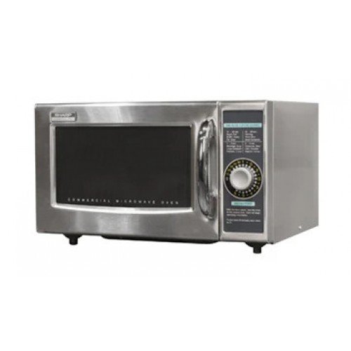 Sharp R21LCFS Commercial Medium Duty Microwave Oven, Dial Controls, 1Cu.ft Capacity, Stainless Steel, 1000w, 14amps, 120v/60/1-ph, NSF Listed