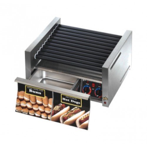 Star 30STBD Grill-Max® Hot Dog Roller Grills, Bun Drawer, Analog Control, Staltek® Coated Roller, (30)Hot Dog(s) + (32)Bun(s), 1150w, 9.6amps, 120v/60/1-ph, UL Listed