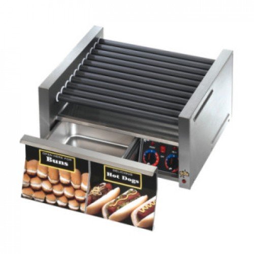 Star 45STBD Grill-Max® Hot Dog Roller Grills, Bun Drawer, Analog Control, Staltek® Coated Roller, (45)Hot Dog(s) + (32)Bun(s), 1650w, 13.6amps, 120v/60/1-ph, UL Listed