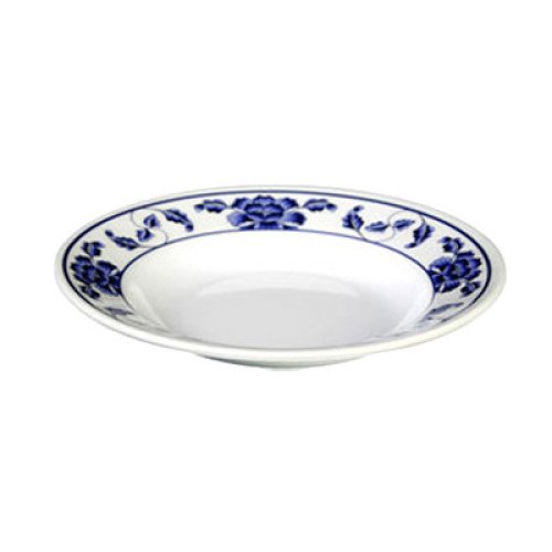 Thunder Group 1107TB Blue Lotus Soup Plate, 5oz, Melamine, Round, 7(w) x 7(d) x 1(h) inch, NSF Listed – 1 dozen