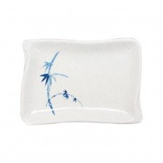 Thunder Group 1607BB Blue Bamboo Sauce Dish, 2oz, Melamine, Rectangular, Wavy Shape, NSF Listed – 1 dozen