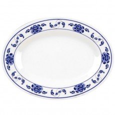 Thunder Group 2014TB Blue Lotus Platters, Oval, Melamine, 14(w) x 10(d) x 1-1/8(h) inch, NSF Listed – 1 dozen