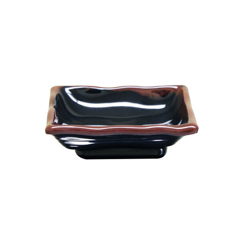 Thunder Group 2404TM Tenmoku Sauce Dish, 3oz, Square, Wavy, Melamine, 4(w) x 4(d) x 1-1/8(h) inch, NSF Listed – 1 dozen