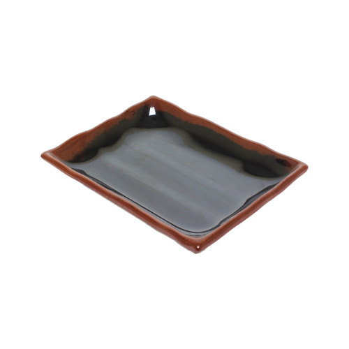 Thunder Group 2408TM Tenmoku Plates, 12oz, Rectangular, Wave, Melamine, 8-1/2(w) x 5-3/4(d) x 1(h) inch, NSF Listed – 1 Dozen