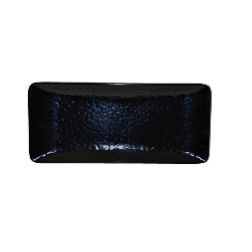 Thunder Group 24110BK Plates, Rectangular, Wave-edged, Black, Melamine, 11.25(w) x 5(d) x 3/4(h) inch, NSF Listed – 1 dozen