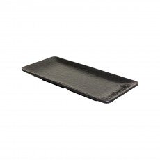 Thunder Group 24110BK Plates, Rectangular, Wave-edged, Black, Melamine, 11.25(w) x 5(d) x 3/4(h) inch, NSF Listed – 1 dozen