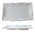Thunder Group 24120WT Plates, Rectangular, Wave-edged, White, Melamine, 11.25(w) x 7.25(d) x 3/4(h) inch, NSF Listed – 1 dozen