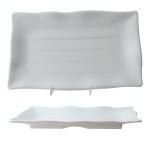 Thunder Group 24120WT Plates, Rectangular, Wave-edged, White, Melamine, 11.25(w) x 7.25(d) x 3/4(h) inch, NSF Listed – 1 dozen
