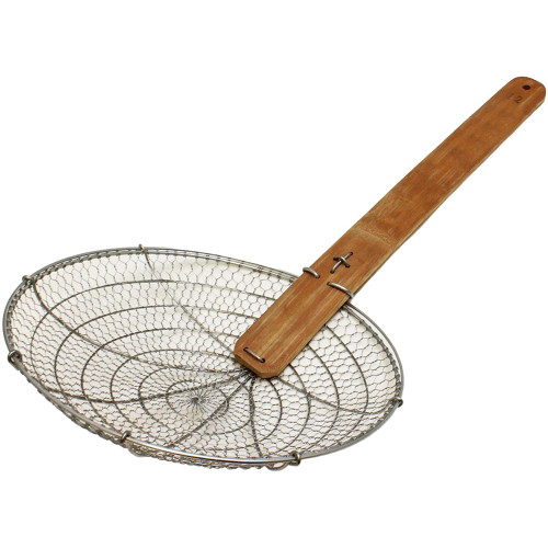 Thunder Group SLSKR014GV Skimmers, Round, Galvanized Steel, Coarse Mesh, Bamboo Handle, 28-7/8(w) x 14(d) x 3-1/2(h) inch