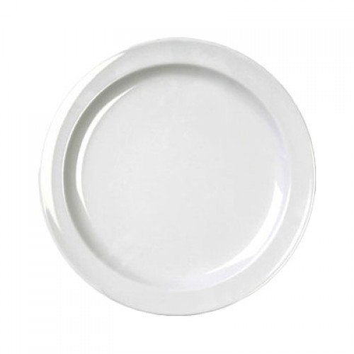 Thunder Group NS106W Nustone Plates, Round, White Color, Melamine, 6-1/2(w) x 6-1/2(d) x 5/8(h) inch, NSF Listed -  1 dozen