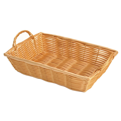 Thunder Group PLBN1208T Basket, Plastic, Hand-Woven, Rectangular, Handles, 12(w) x 8(d) x 2(h) inch