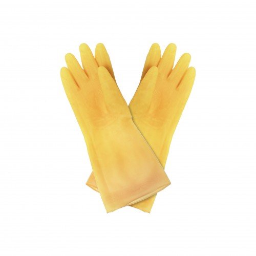 Thunder Group PLGL002 Dishwashing Gloves, Large, Natural Latex, Yellow Color, Washable, Reusable, 16(w) x 8-1/2(d) x 0.5(h) inch – 1 dozen Pairs