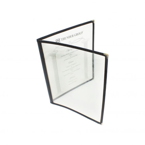 Thunder Group PLMENU-2BL Double Menu Cover, (4)view(s), Plastic Laminate, Black Trim, 8-1/2(w) x 11(d) x 1/4(h) inch