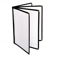 Thunder Group PLMENU-L4BL (4)Fold(s) Menu Cover, (8)view(s), Plastic Laminate, Black Trim, 8-1/2(w) x 11(d) x 1/4(h) inch